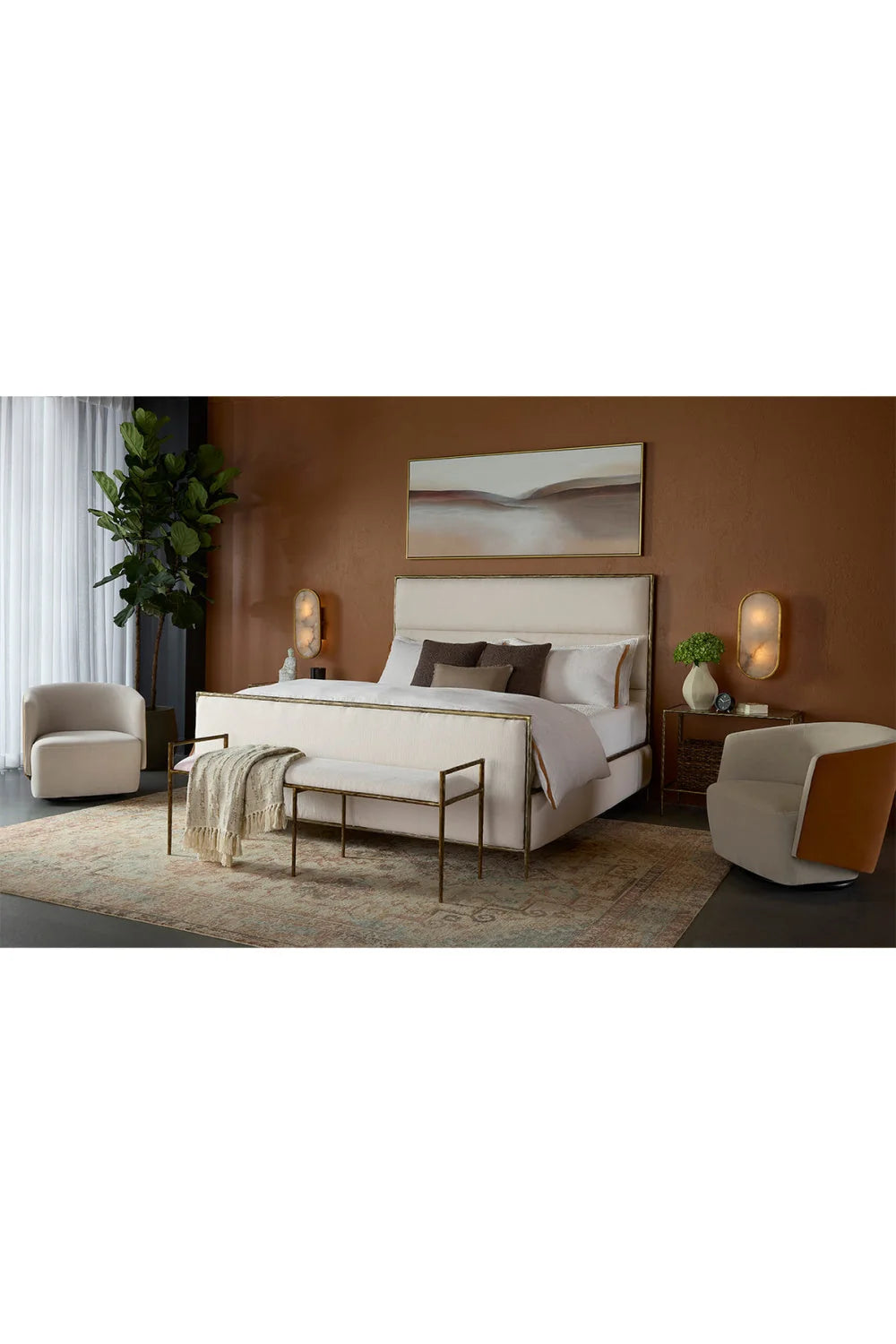 Luxury Upholstered Modern White King Bed European Style for Villa