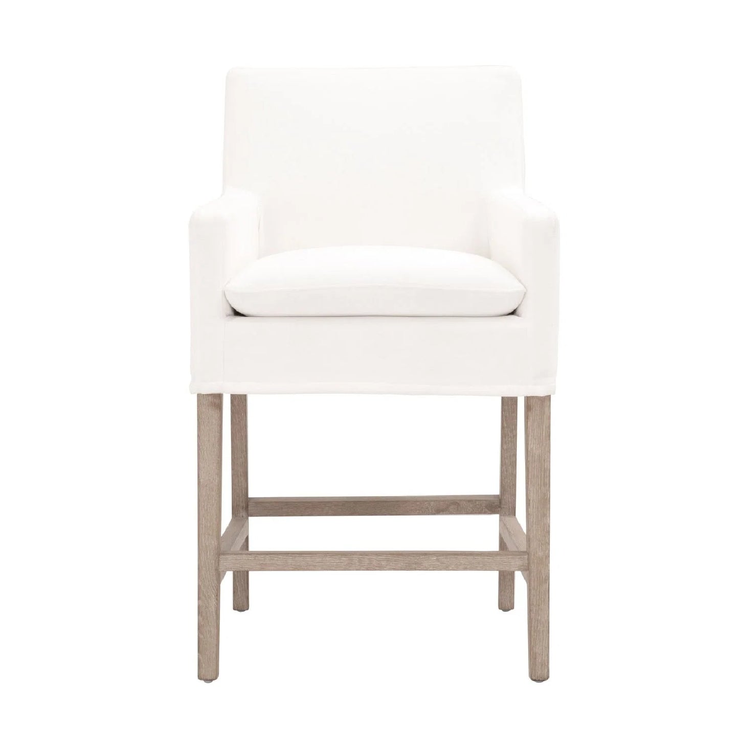 Luxury Upholstered Modern White Slipcover Counter Stool European Style for Villa