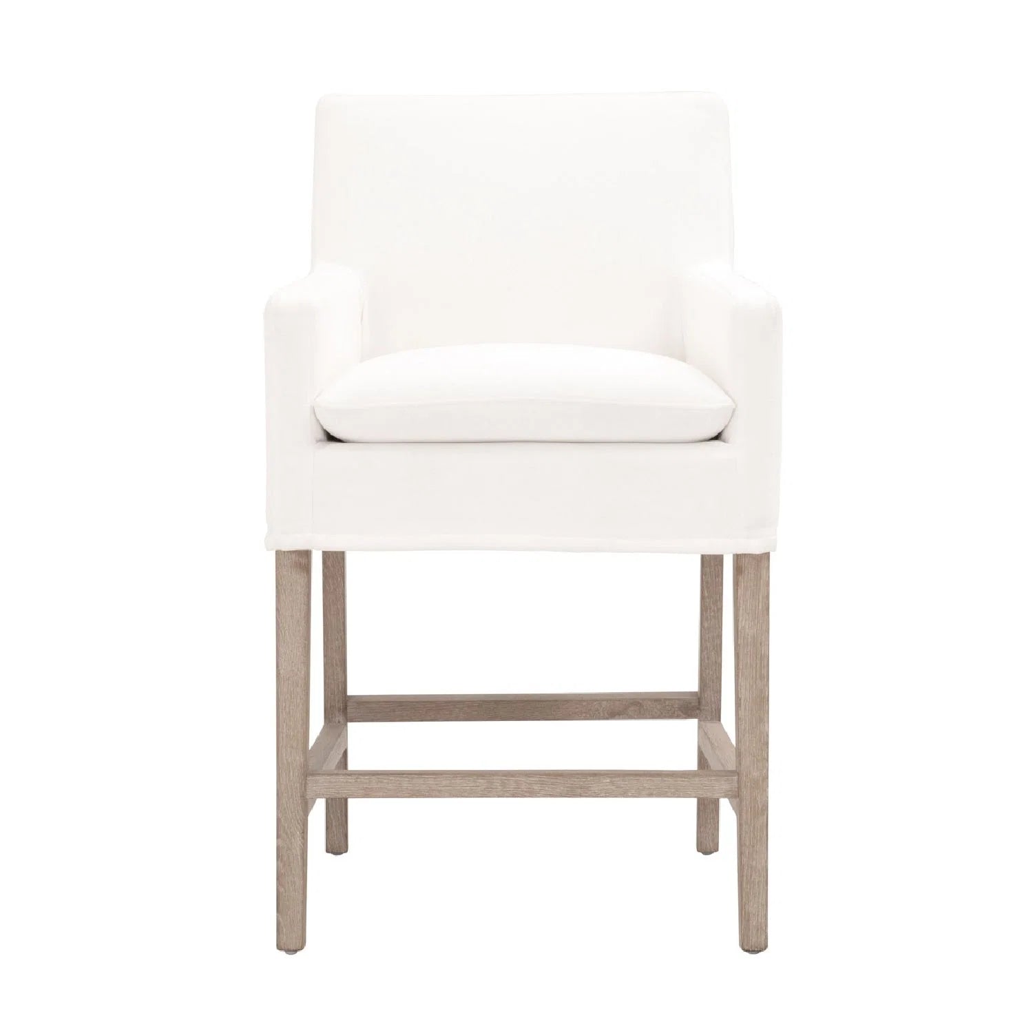 Luxury Upholstered Modern White Slipcover Counter Stool European Style for Villa