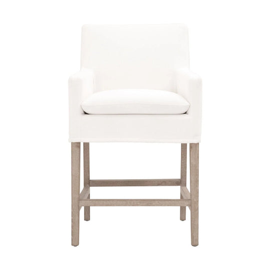 Luxury Upholstered Modern White Slipcover Counter Stool European Style for Villa