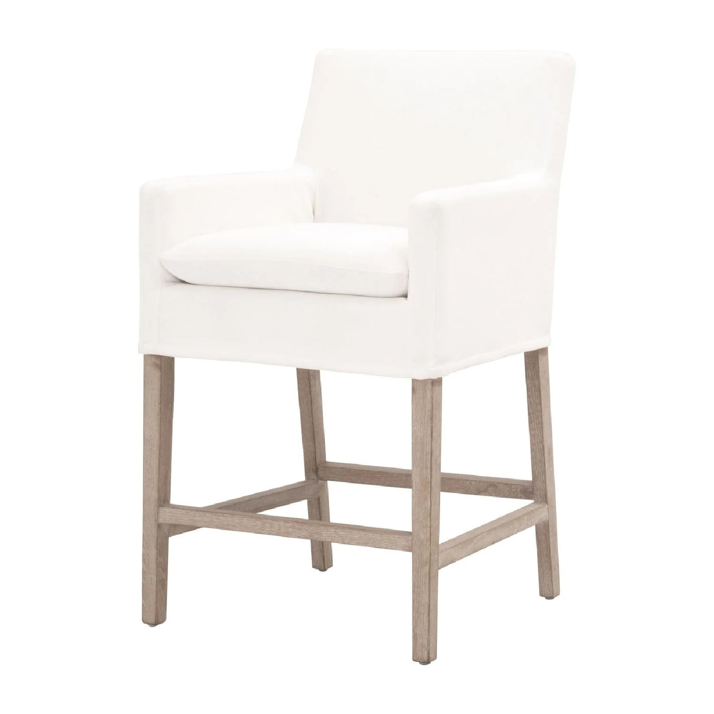 Luxury Upholstered Modern White Slipcover Counter Stool European Style for Villa