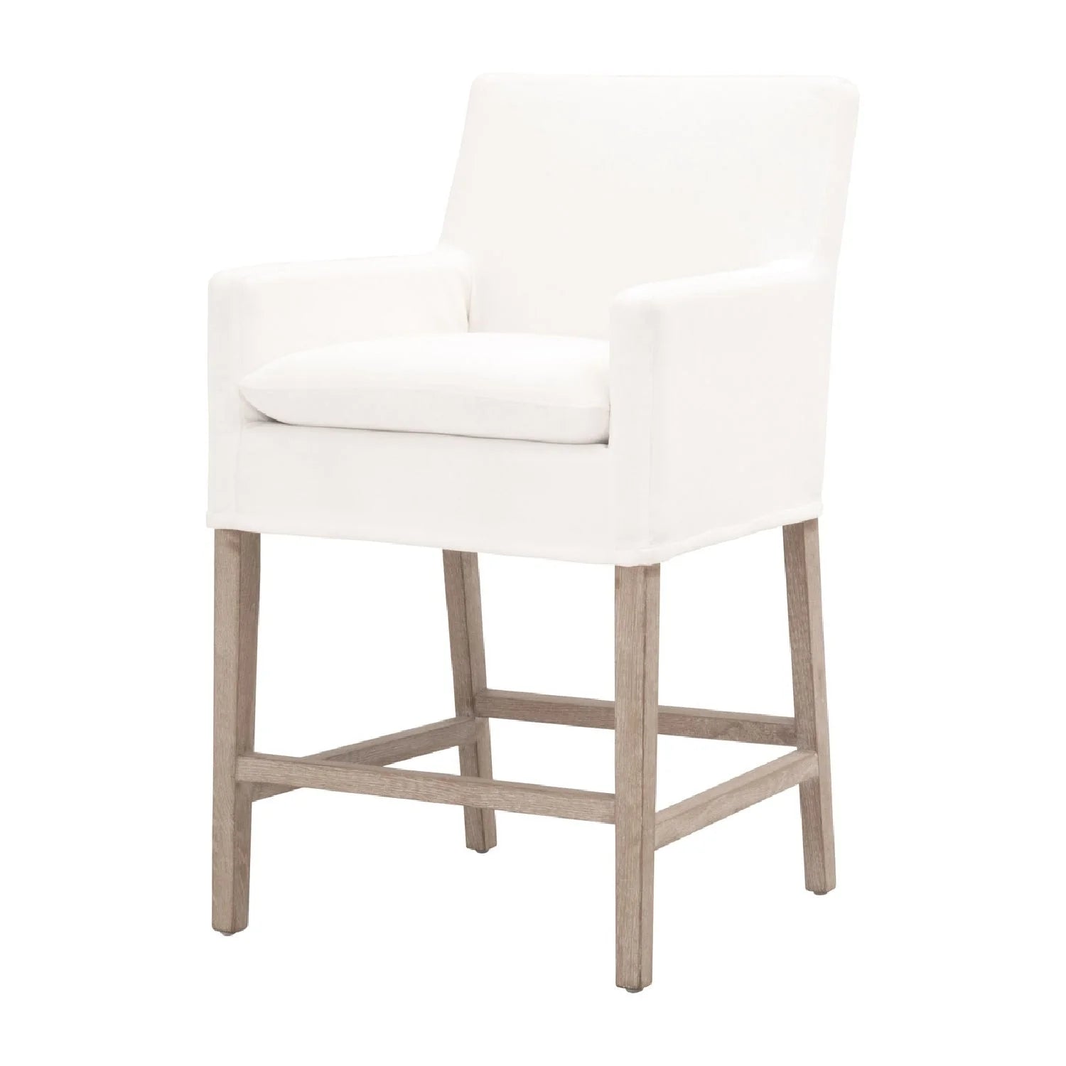Luxury Upholstered Modern White Slipcover Counter Stool European Style for Villa
