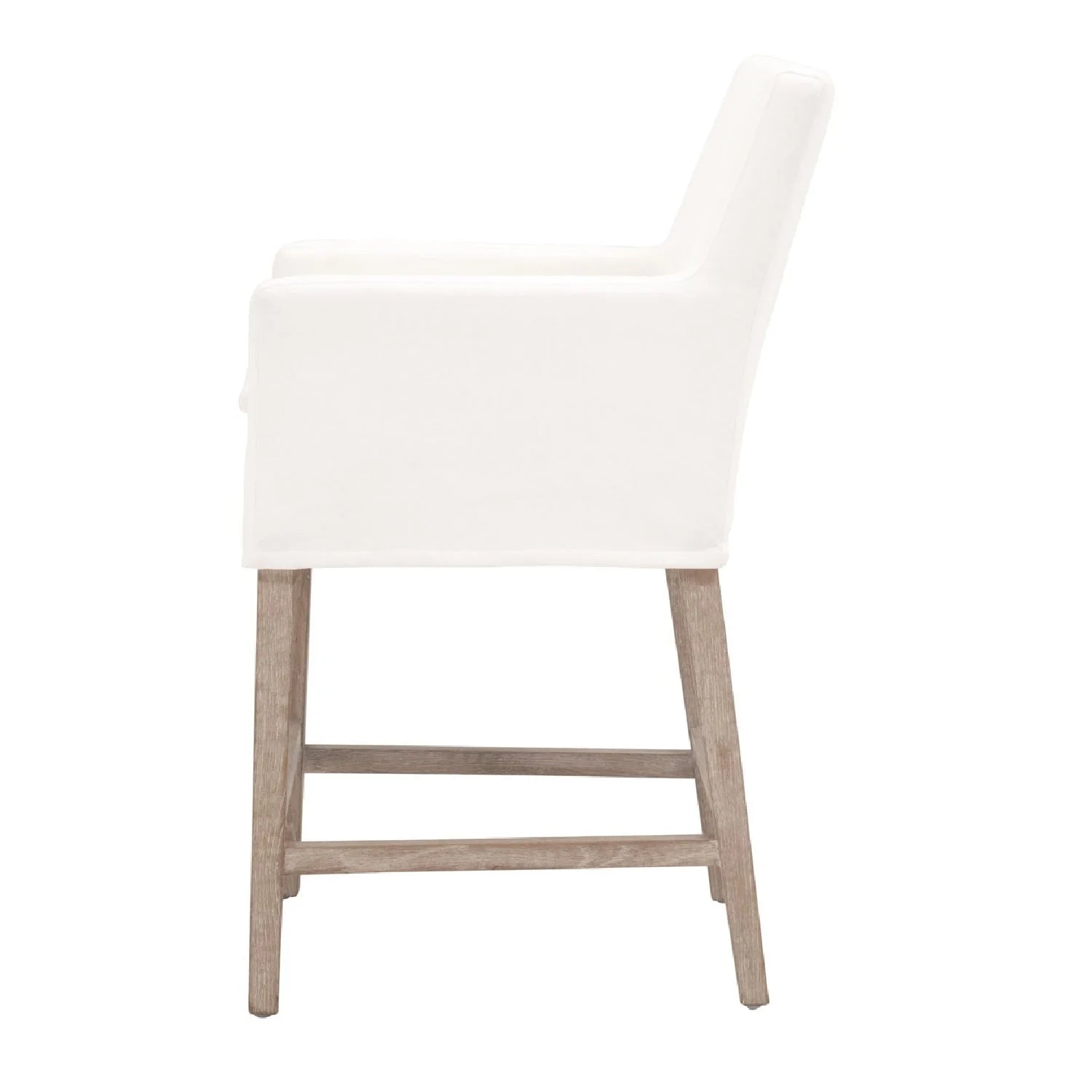 Luxury Upholstered Modern White Slipcover Counter Stool European Style for Villa