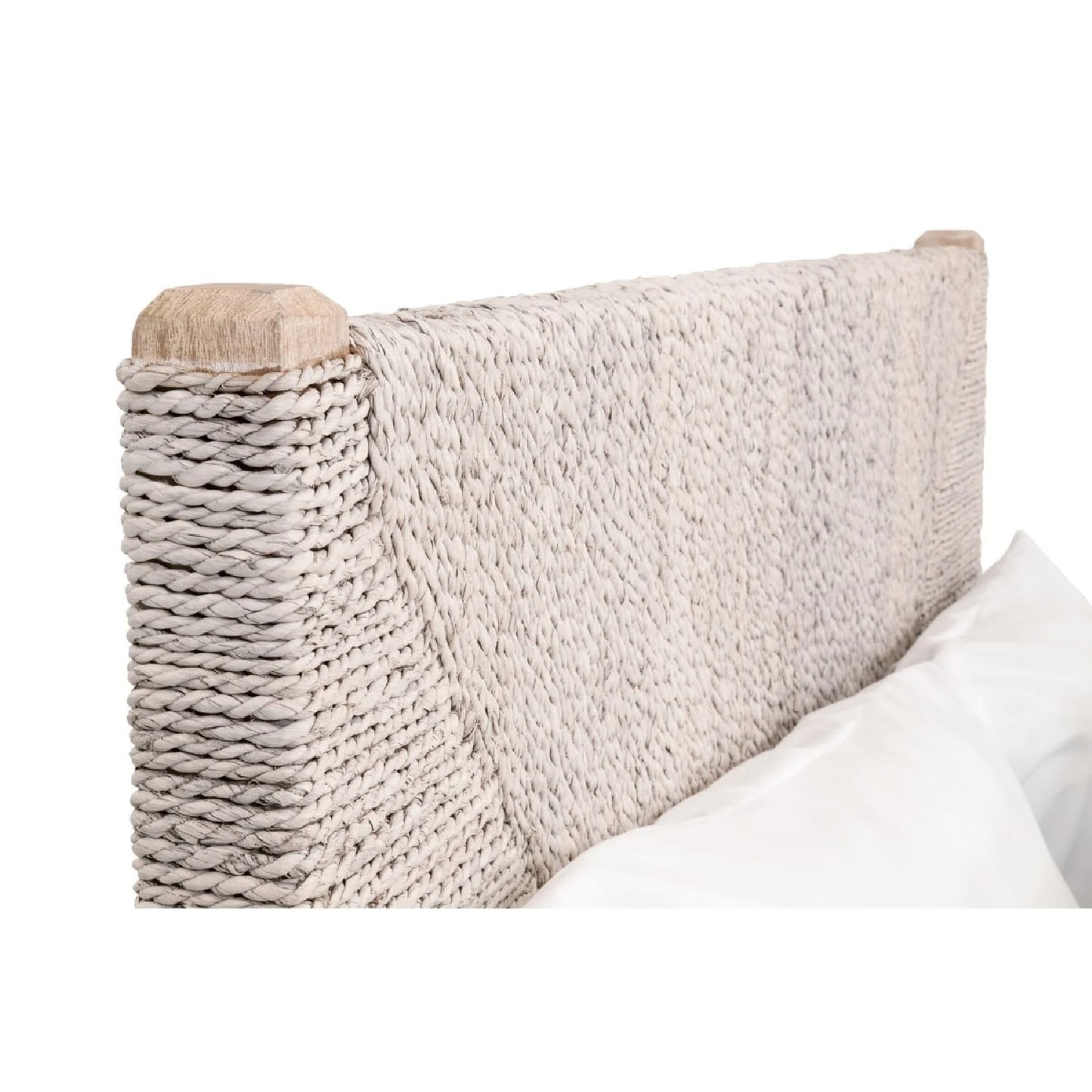 Luxury Upholstered Modern Whitewashed Abaca Bed European Style for Villa