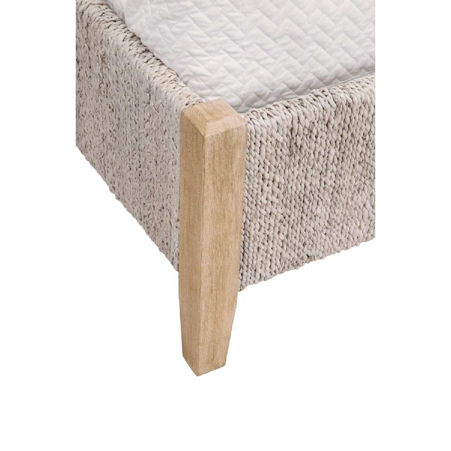 Luxury Upholstered Modern Whitewashed Abaca Bed European Style for Villa
