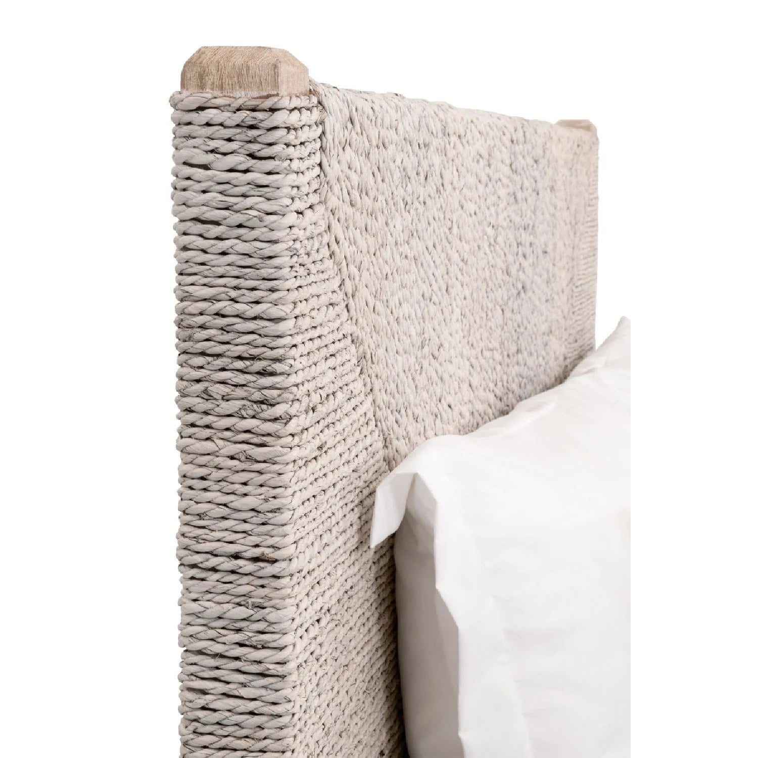 Luxury Upholstered Modern Whitewashed Abaca Bed European Style for Villa