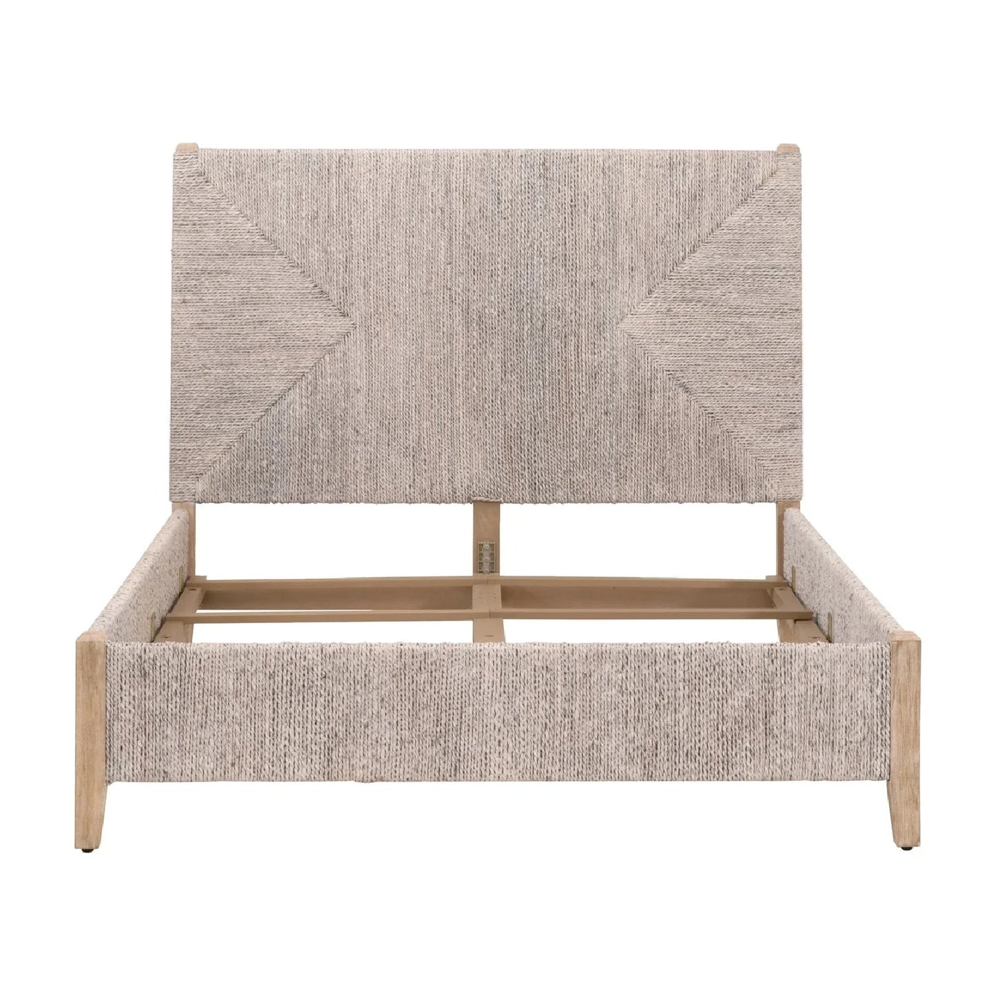 Luxury Upholstered Modern Whitewashed Abaca Bed European Style for Villa