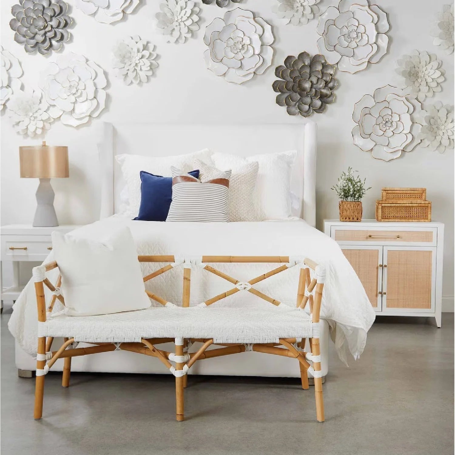 Luxury Upholstered Modern Wingback Bed European Style for Villa
