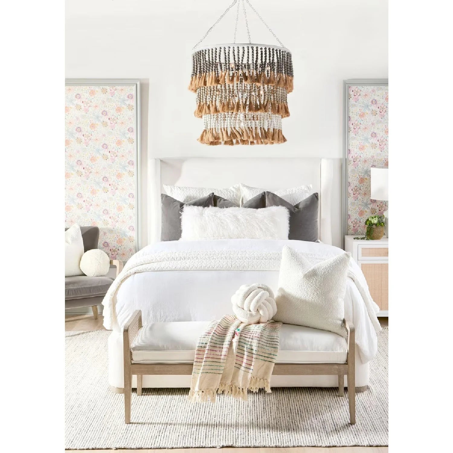 Luxury Upholstered Modern Wingback Bed European Style for Villa