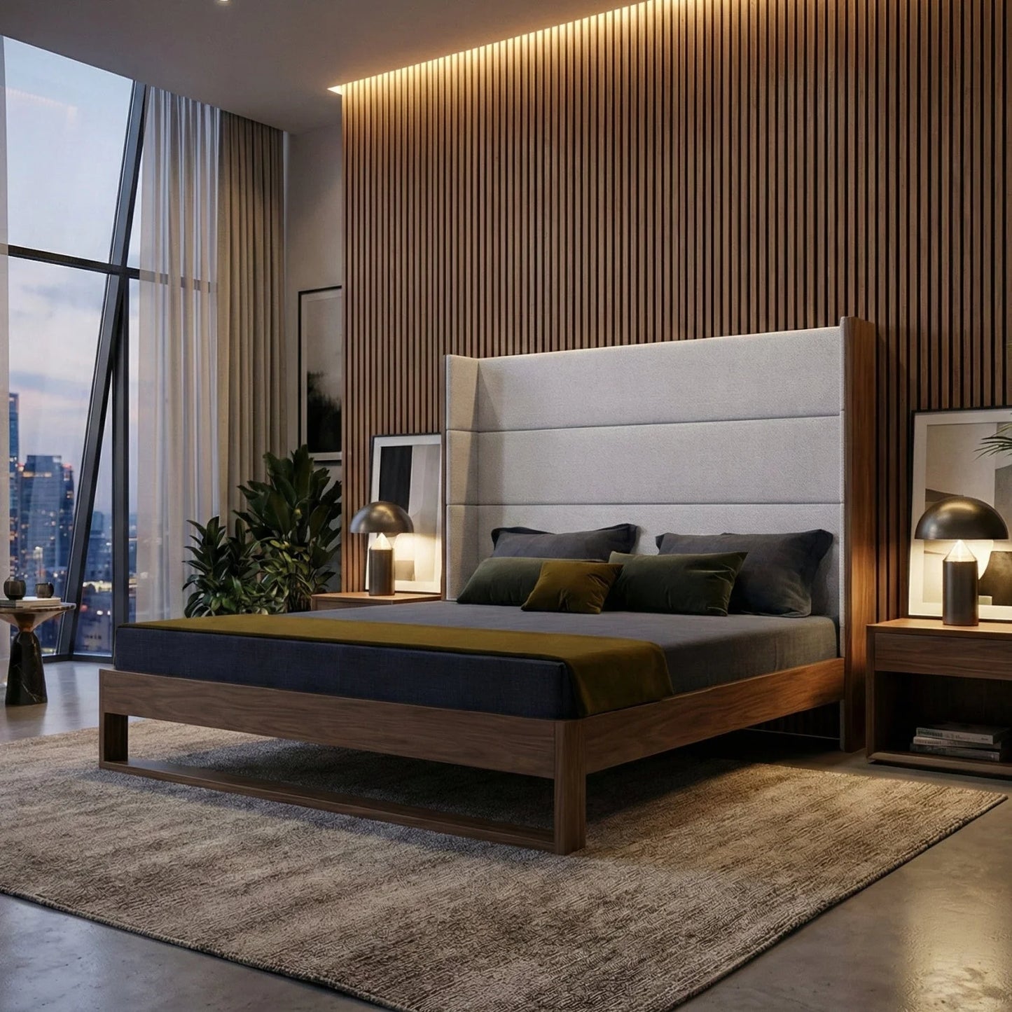 Luxury Upholstered Modern Wingback Bed European Style for Villa