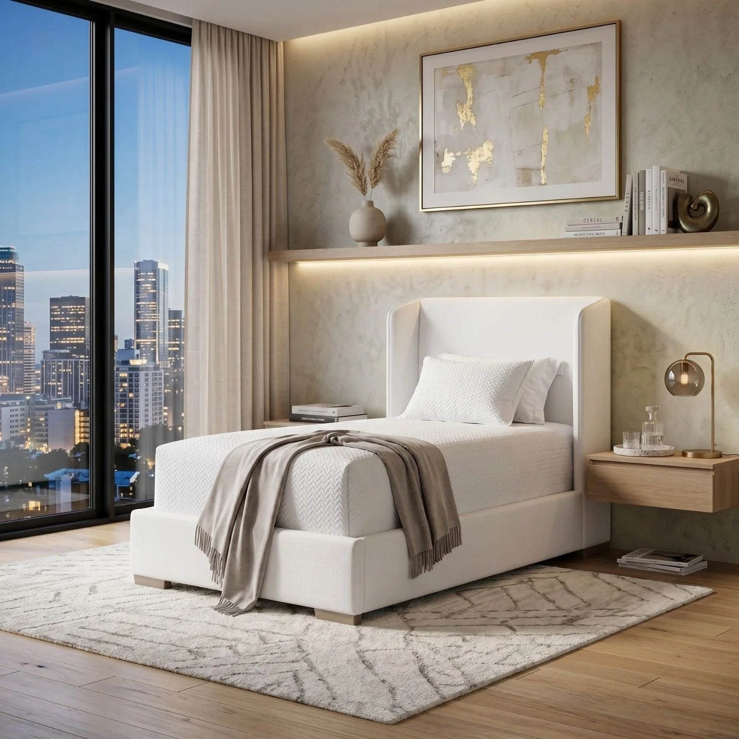 Luxury Upholstered Modern Wingback Bed European Style for Villa
