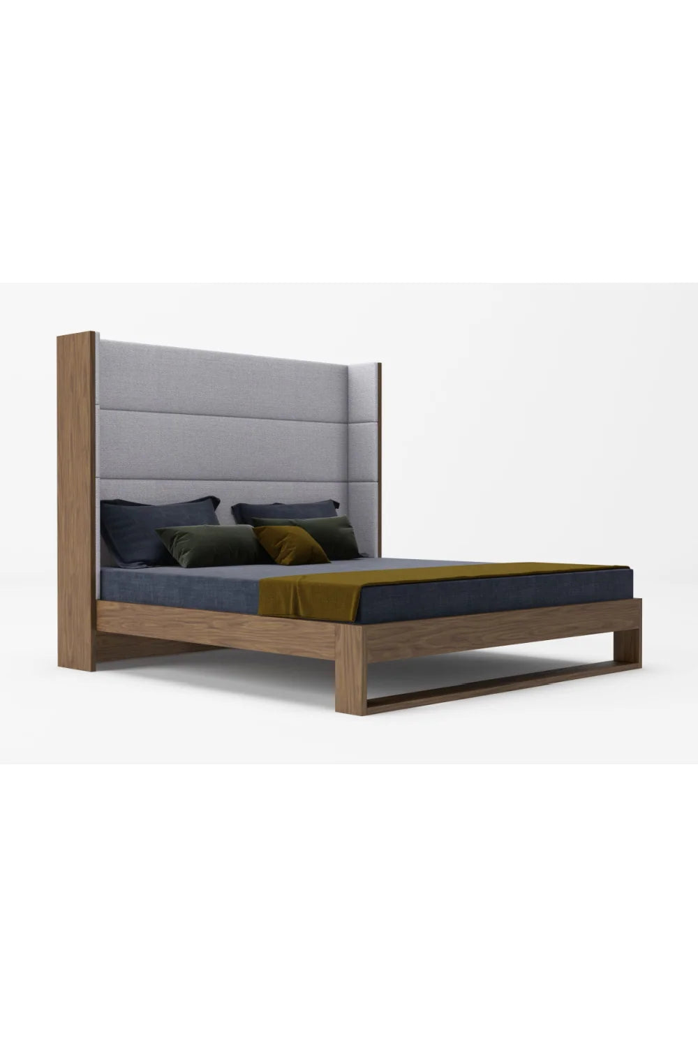 Luxury Upholstered Modern Wingback Bed European Style for Villa
