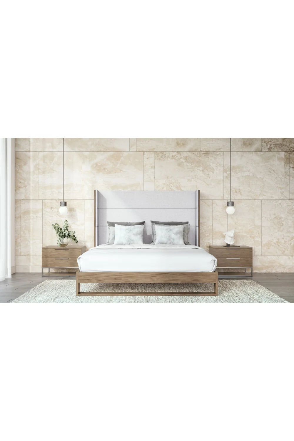 Luxury Upholstered Modern Wingback Bed European Style for Villa