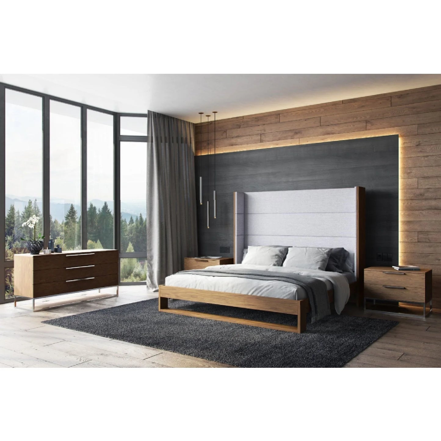 Luxury Upholstered Modern Wingback Bed European Style for Villa