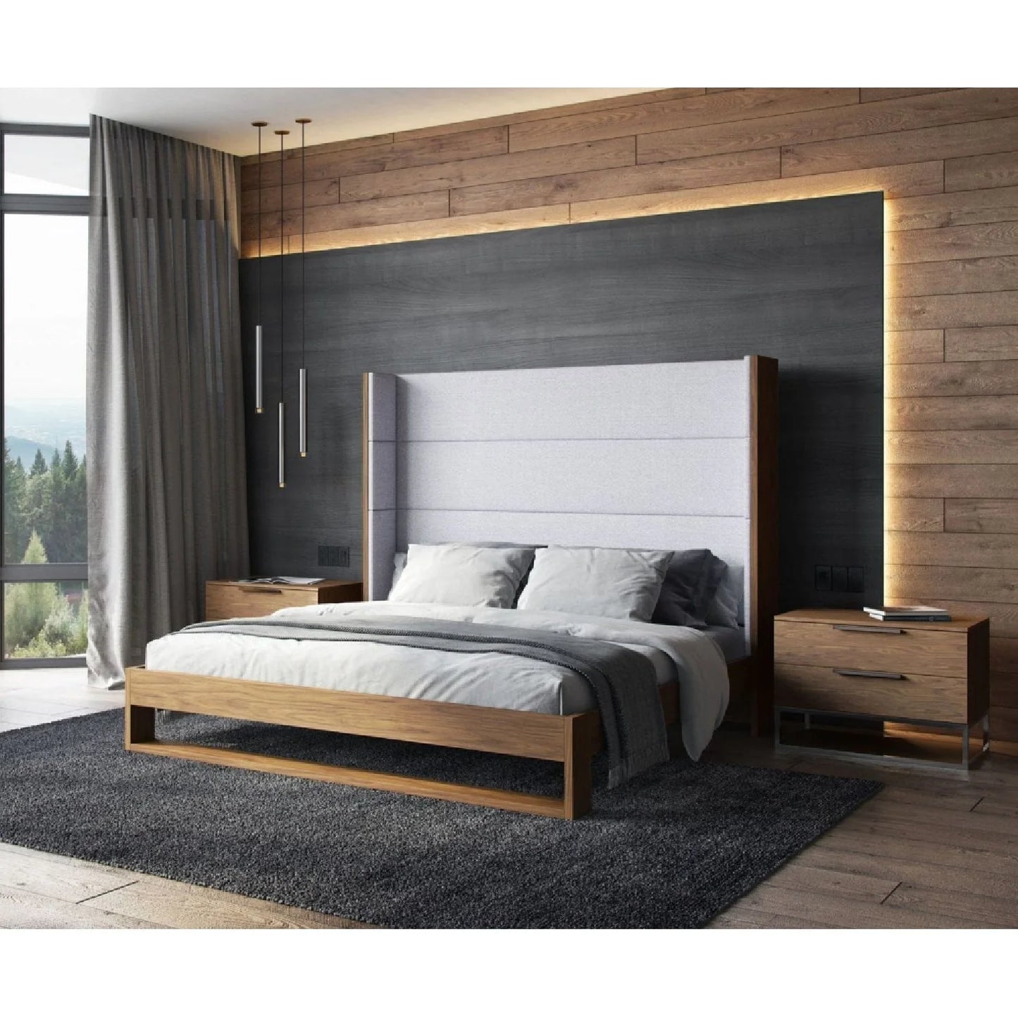 Luxury Upholstered Modern Wingback Bed European Style for Villa