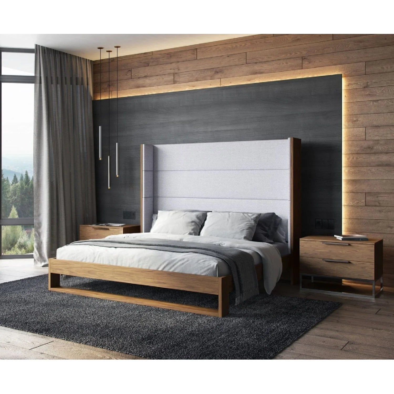 Luxury Upholstered Modern Wingback Bed European Style for Villa
