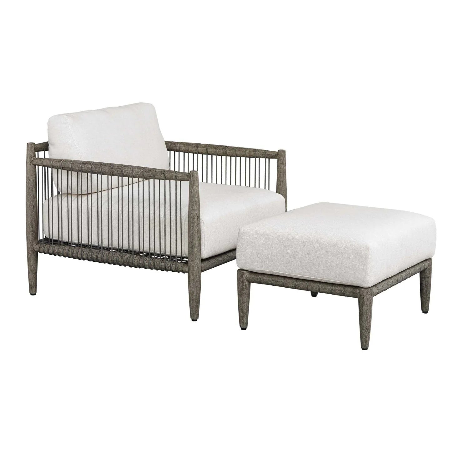 Luxury Upholstered Modern Wood Outdoor Ottoman European Style for Villa