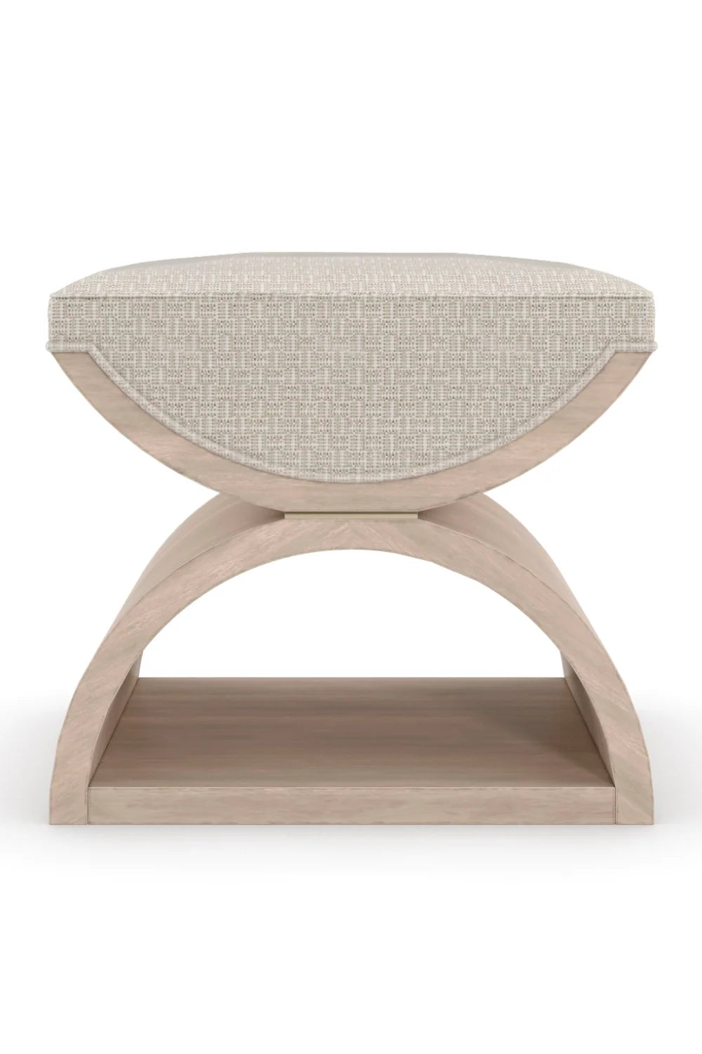 Luxury Upholstered Modern Wooden Crescent Ottoman European Style for Villa