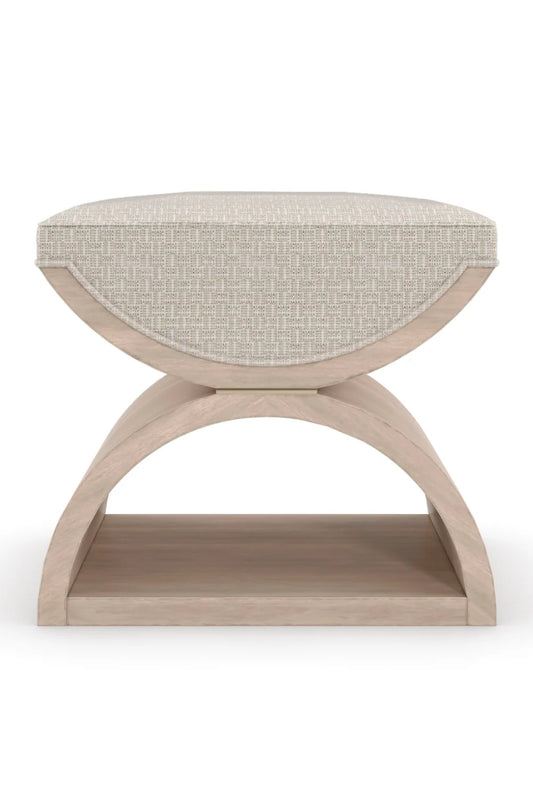 Luxury Upholstered Modern Wooden Crescent Ottoman European Style for Villa