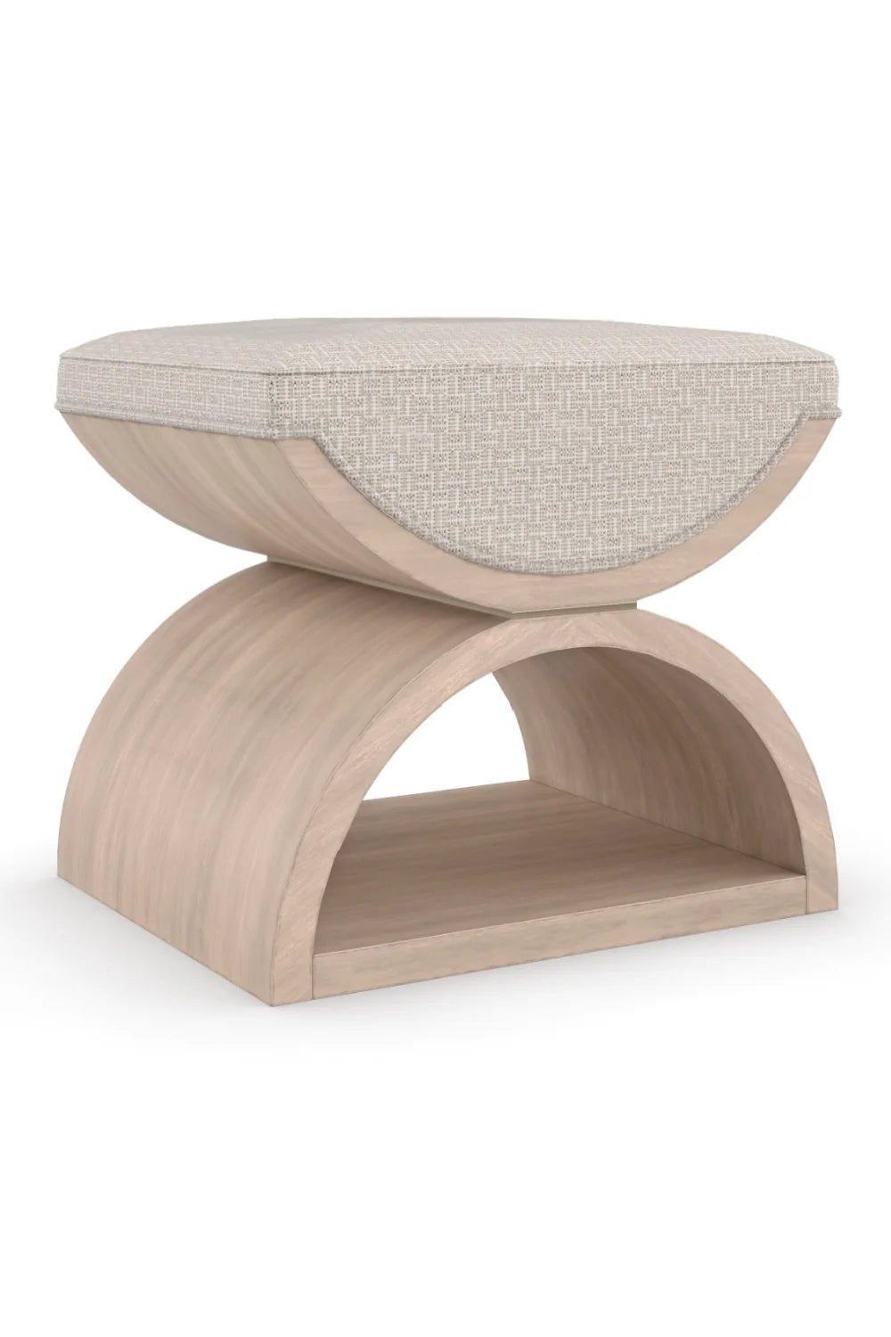 Luxury Upholstered Modern Wooden Crescent Ottoman European Style for Villa