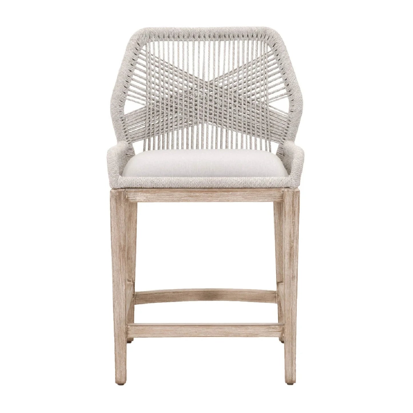 Luxury Upholstered Modern Woven Flat Rope Counter Stool European Style for Villa