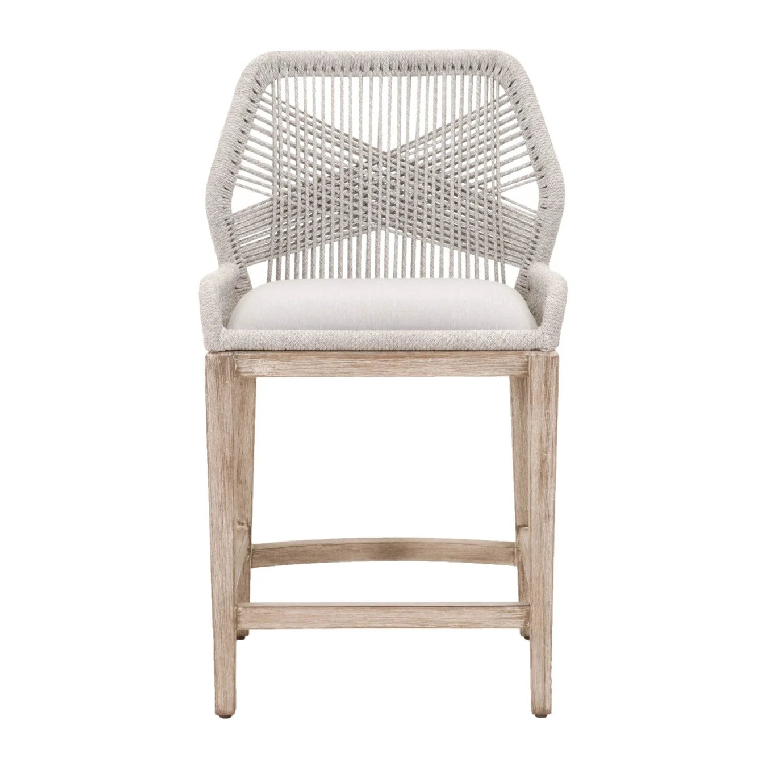 Luxury Upholstered Modern Woven Flat Rope Counter Stool European Style for Villa