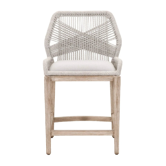 Luxury Upholstered Modern Woven Flat Rope Counter Stool European Style for Villa