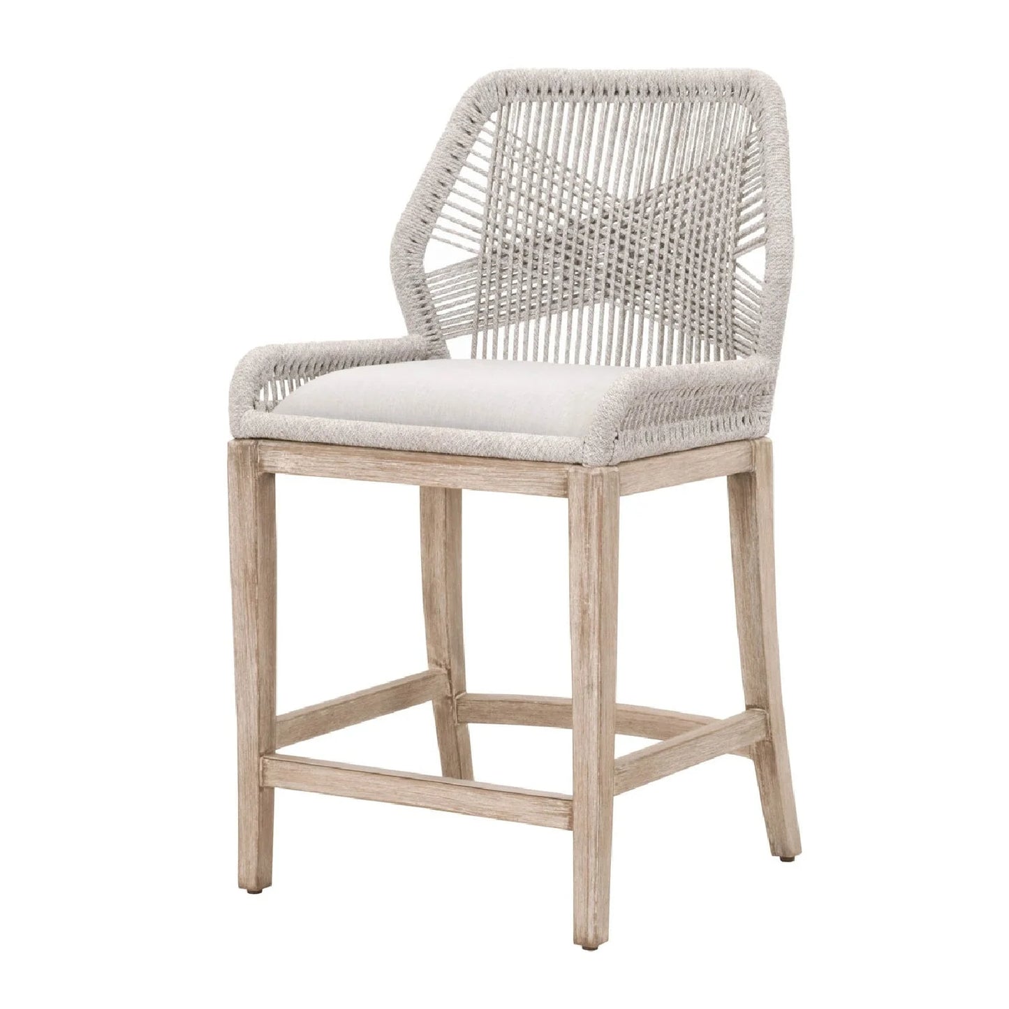 Luxury Upholstered Modern Woven Flat Rope Counter Stool European Style for Villa