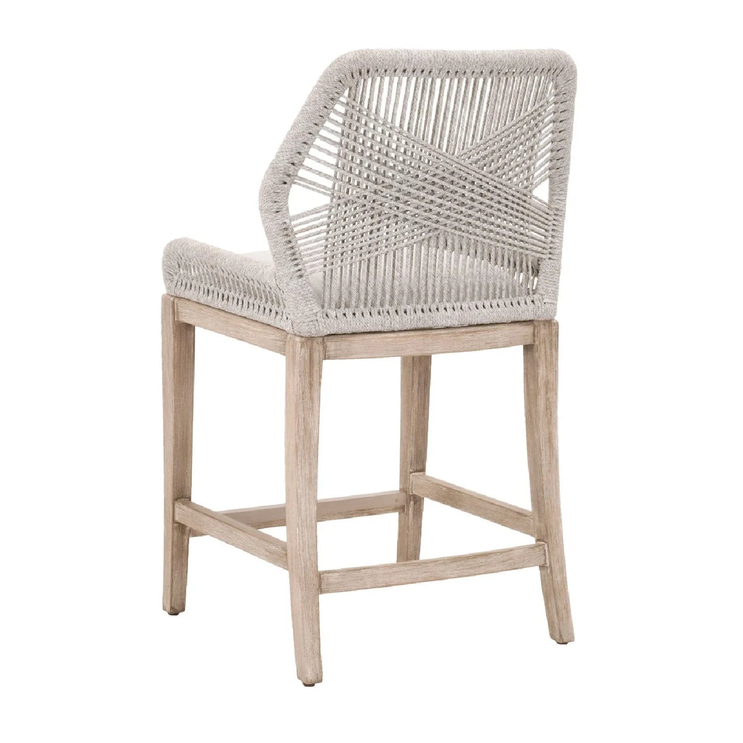 Luxury Upholstered Modern Woven Flat Rope Counter Stool European Style for Villa