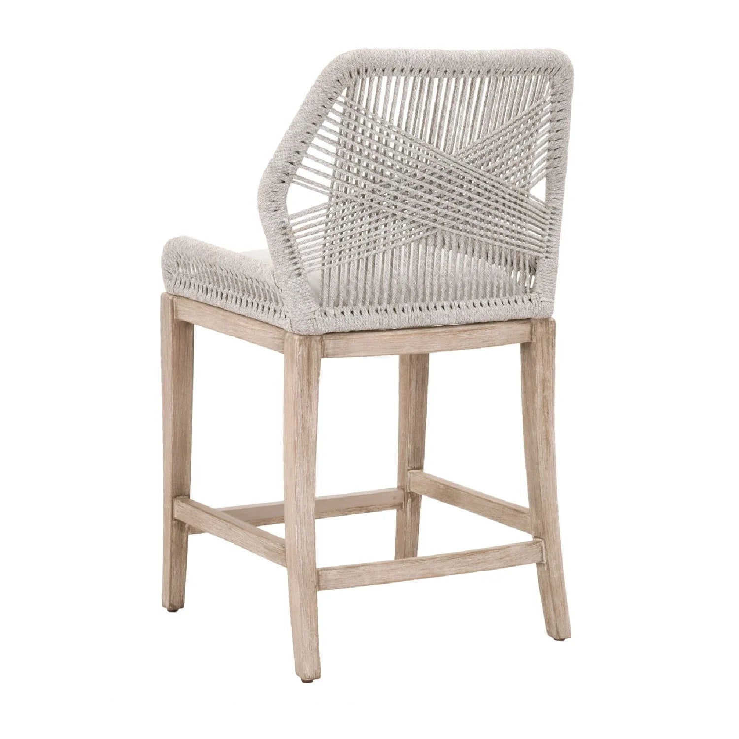 Luxury Upholstered Modern Woven Flat Rope Counter Stool European Style for Villa