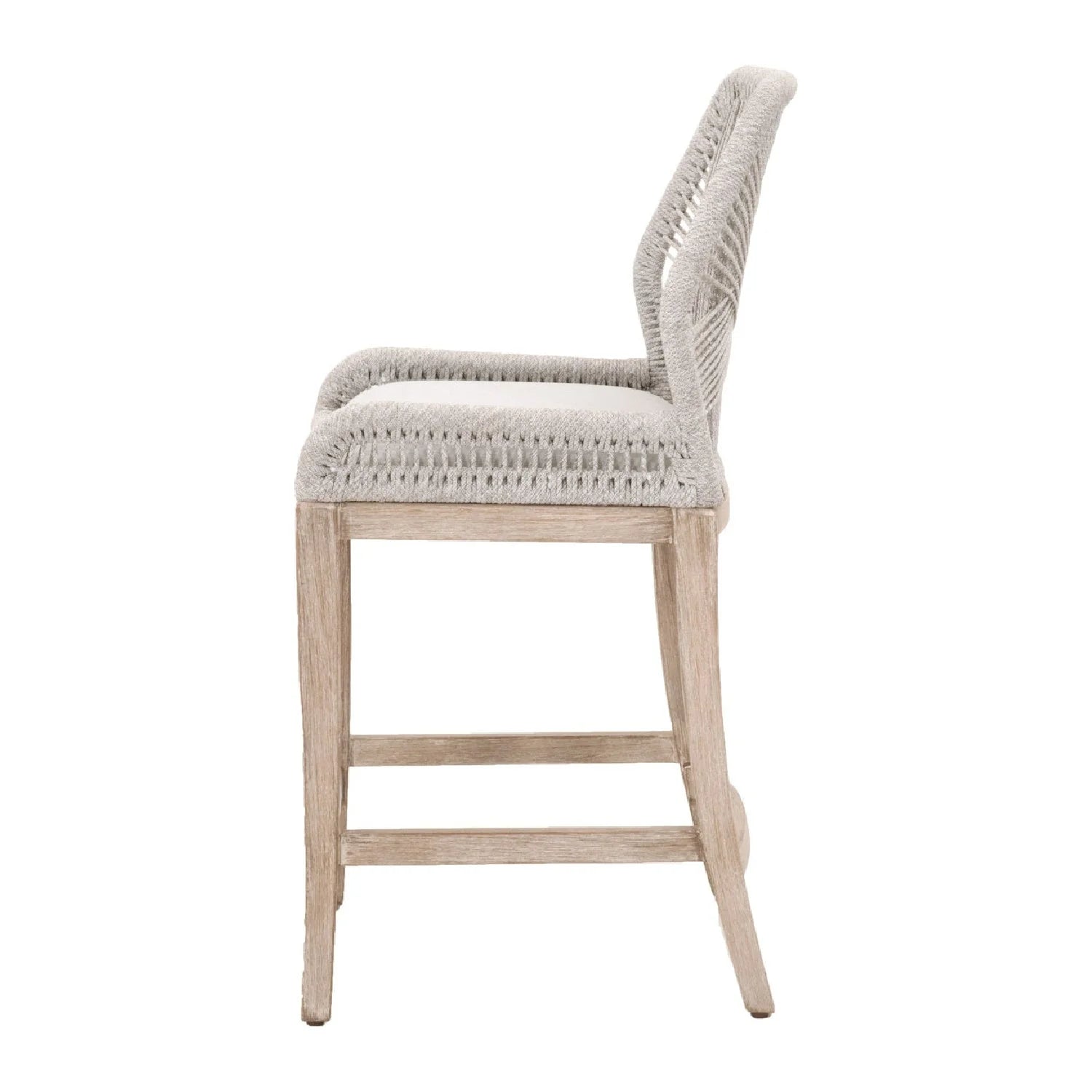 Luxury Upholstered Modern Woven Flat Rope Counter Stool European Style for Villa