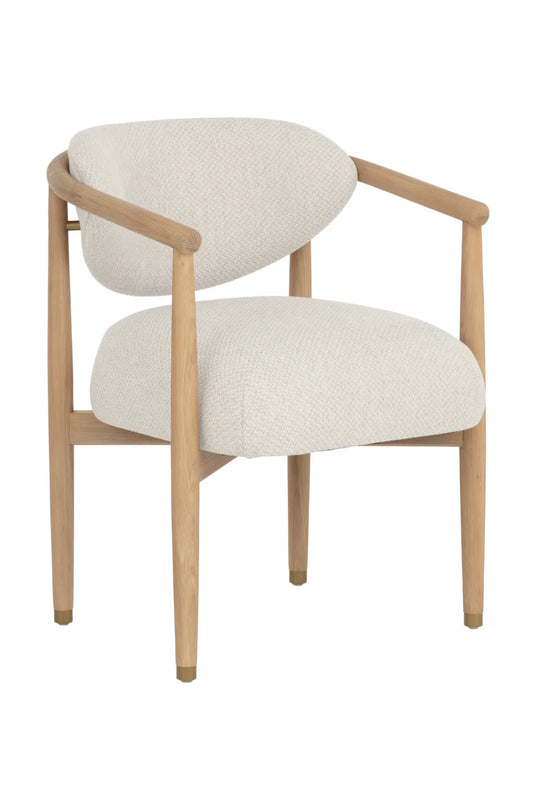 Luxury Upholstered Oak Modern Dining Armchair European Style for Villa