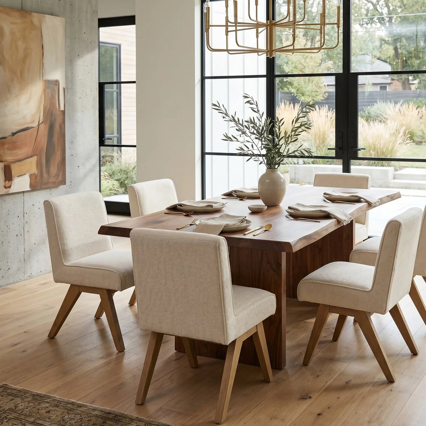 Luxury Upholstered Oak Modern Dining Chair European Style for Villa