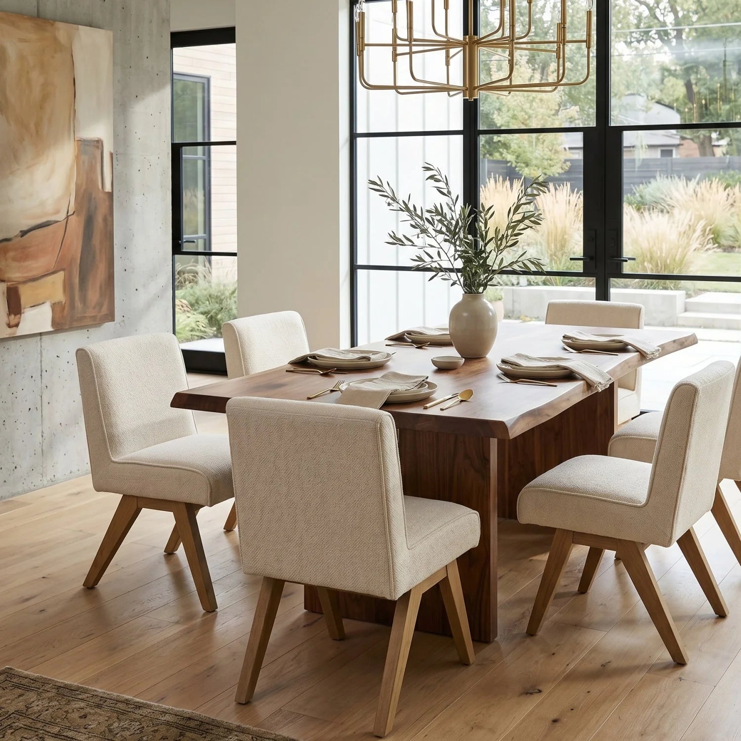 Luxury Upholstered Oak Modern Dining Chair European Style for Villa