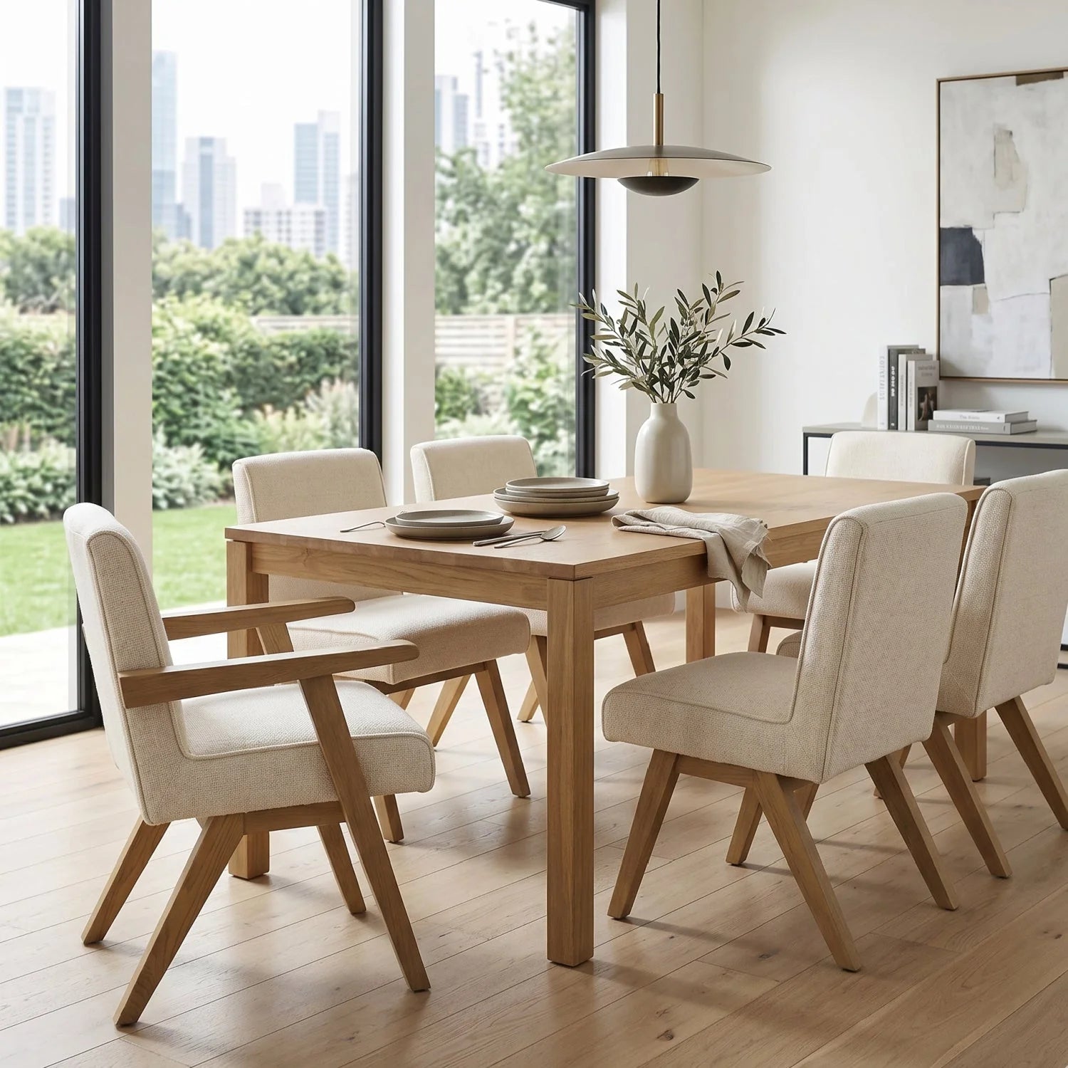 Luxury Upholstered Oak Modern Dining Chair European Style for Villa