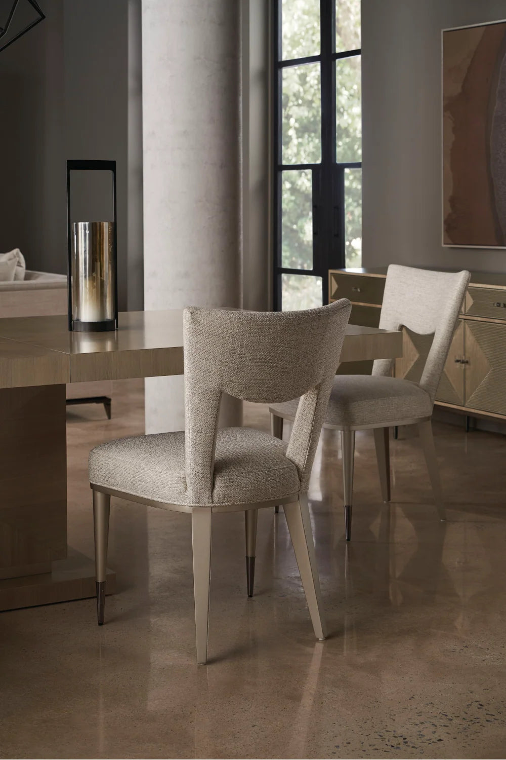 Luxury Upholstered Open-Back Modern Dining Chair European Style for Villa