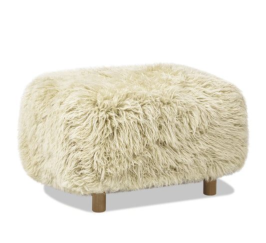 Luxury Upholstered Sheepskin Ottoman European Style for Villa