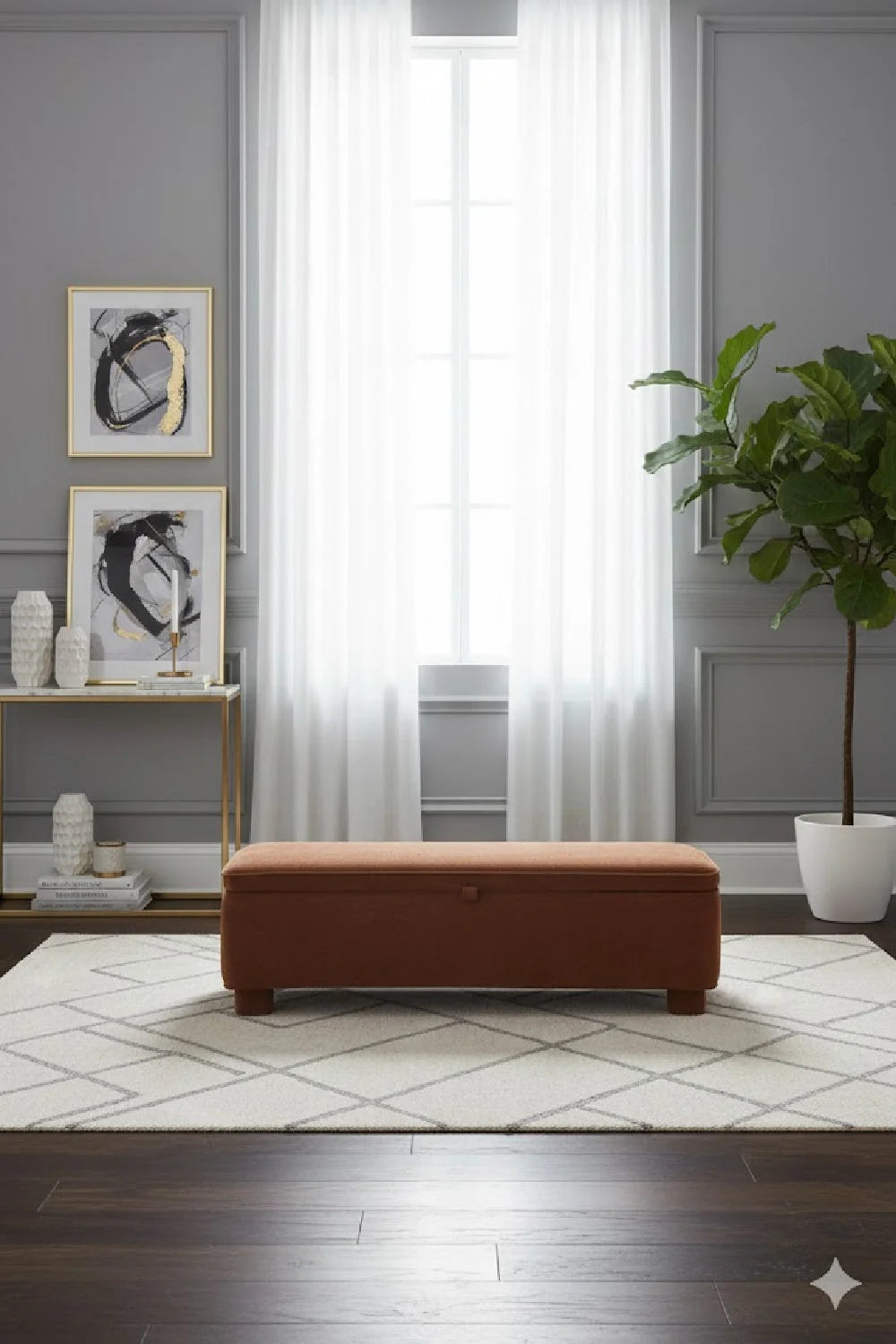 Luxury Upholstered Storage Bench European Style for Villa