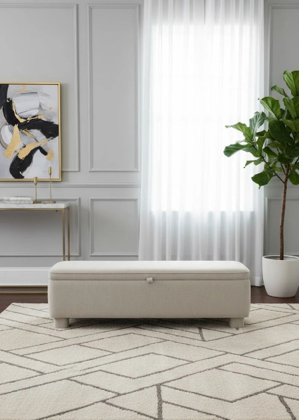 Luxury Upholstered Storage Bench European Style for Villa
