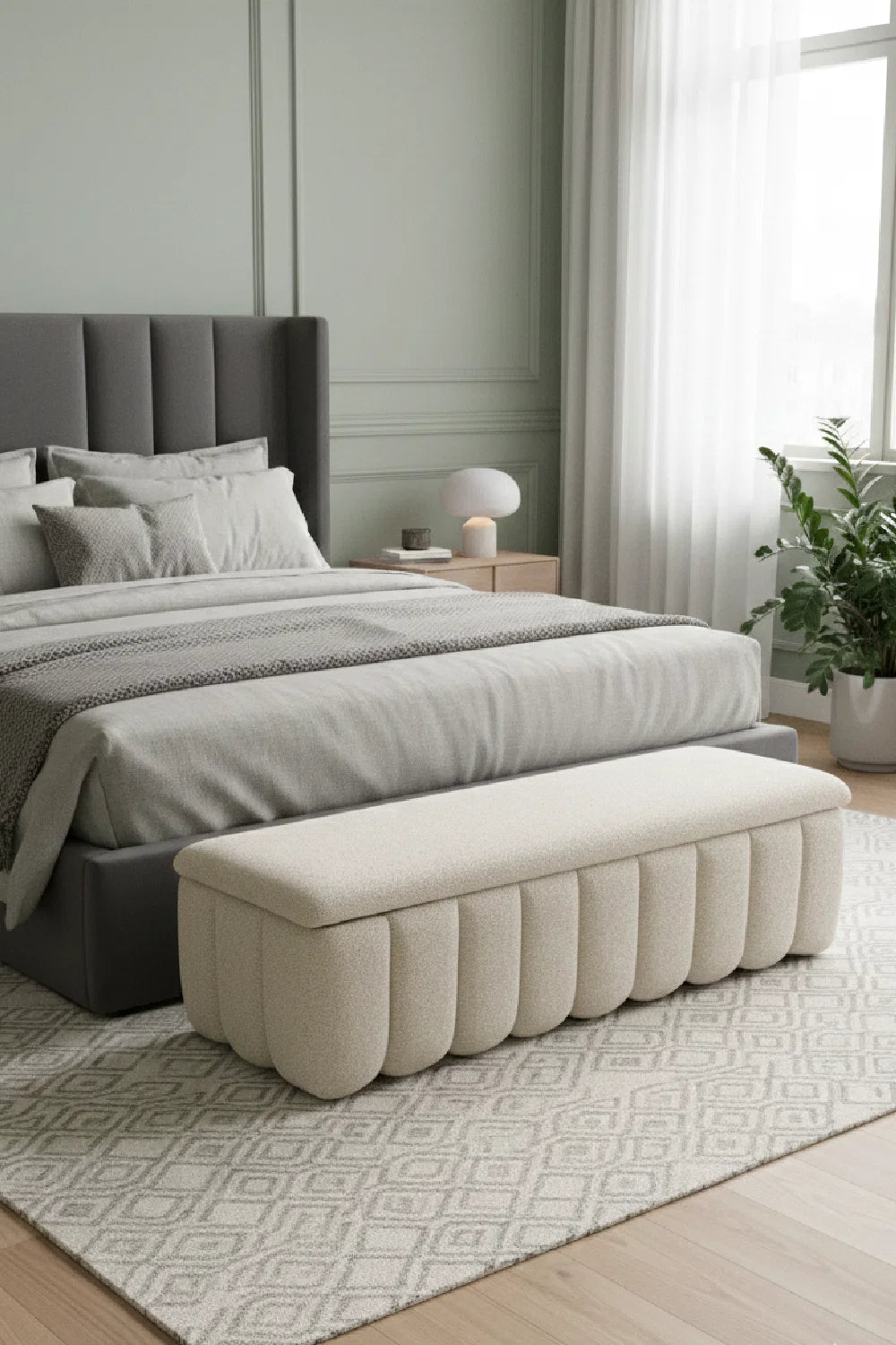 Luxury Upholstered Storage Bench European Style for Villa