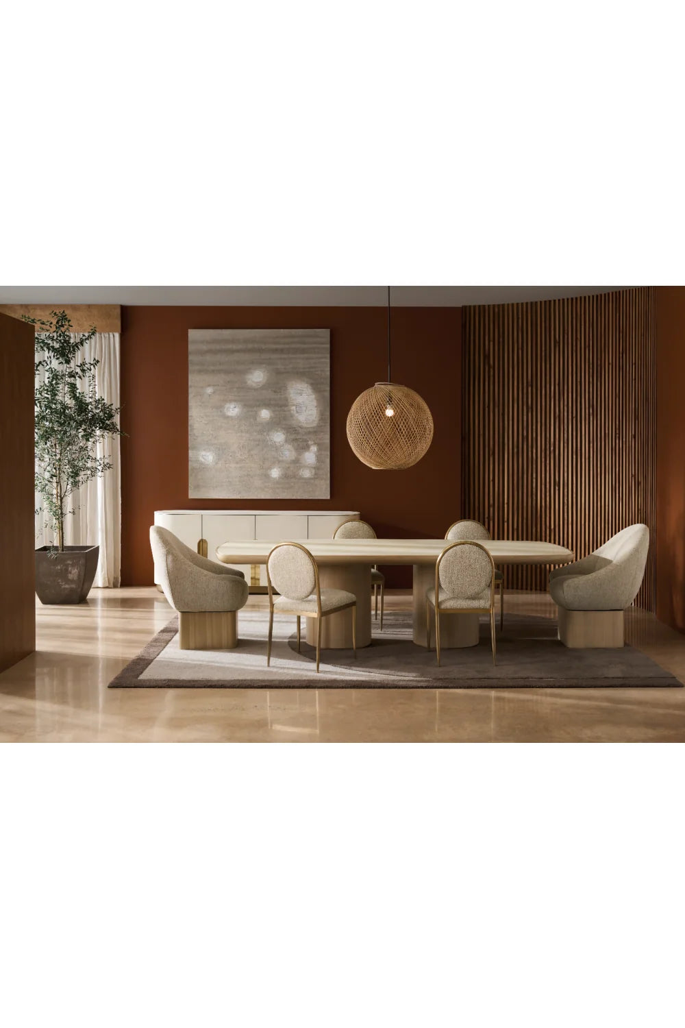 Luxury Upholstered Swivel Dining Chair European Style for Villa