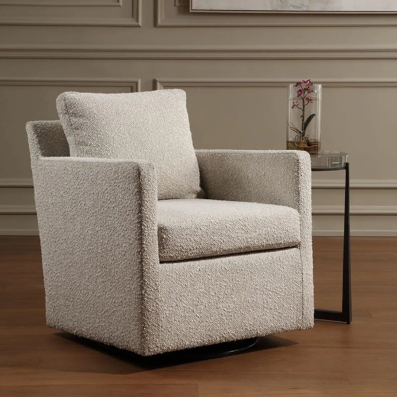 Luxury Upholstered Swivel Glider Armchair Modern Italian Style for Villa