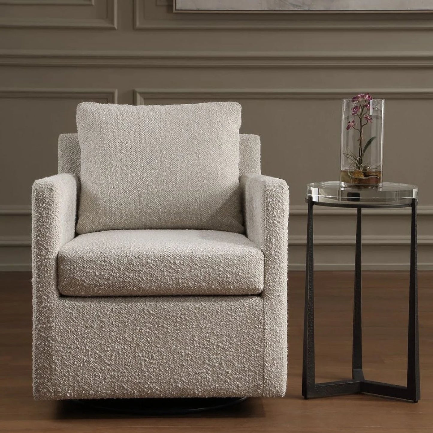 Luxury Upholstered Swivel Glider Armchair Modern Italian Style for Villa