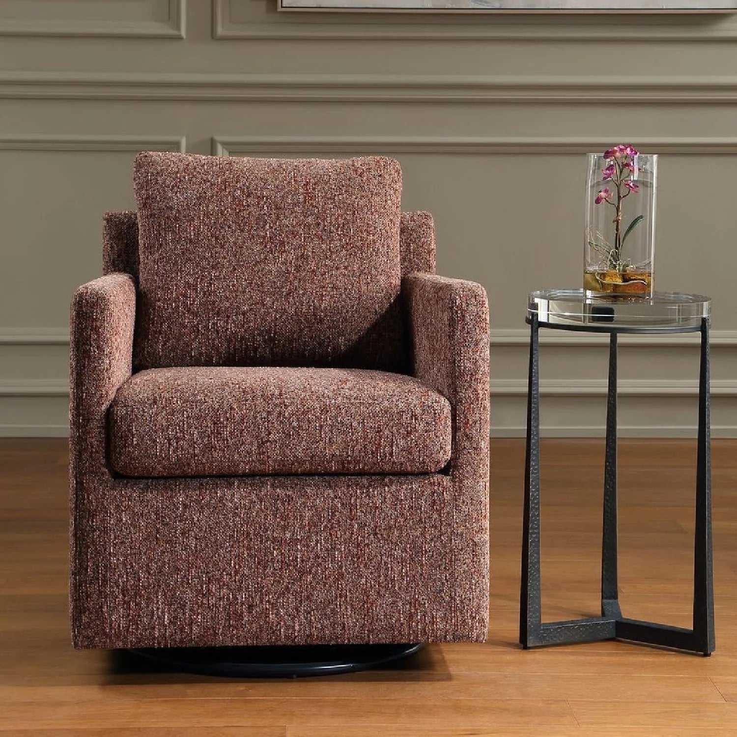 Luxury Upholstered Swivel Glider Armchair Modern Italian Style for Villa