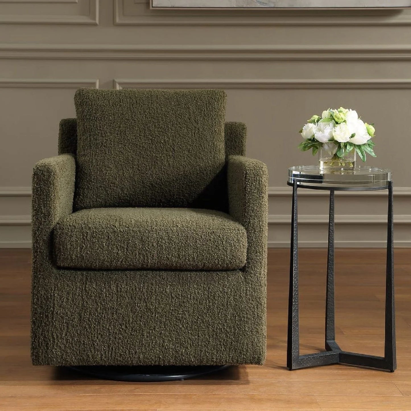 Luxury Upholstered Swivel Glider Armchair Modern Italian Style for Villa