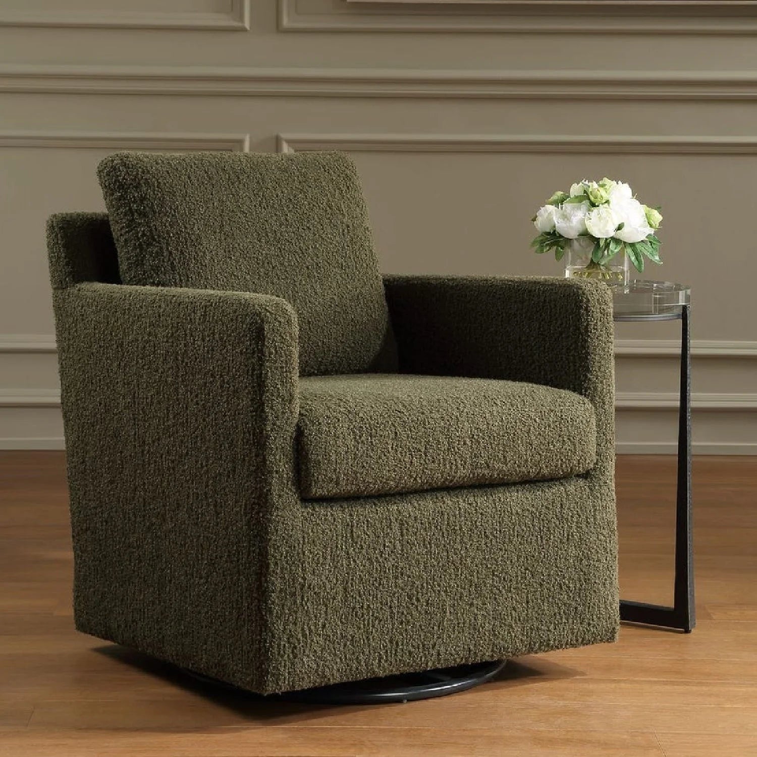 Luxury Upholstered Swivel Glider Armchair Modern Italian Style for Villa