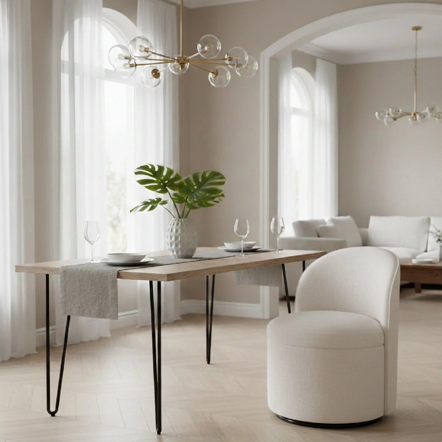 Luxury Upholstered Swivel Modern Dining Armchair European Style for Villa