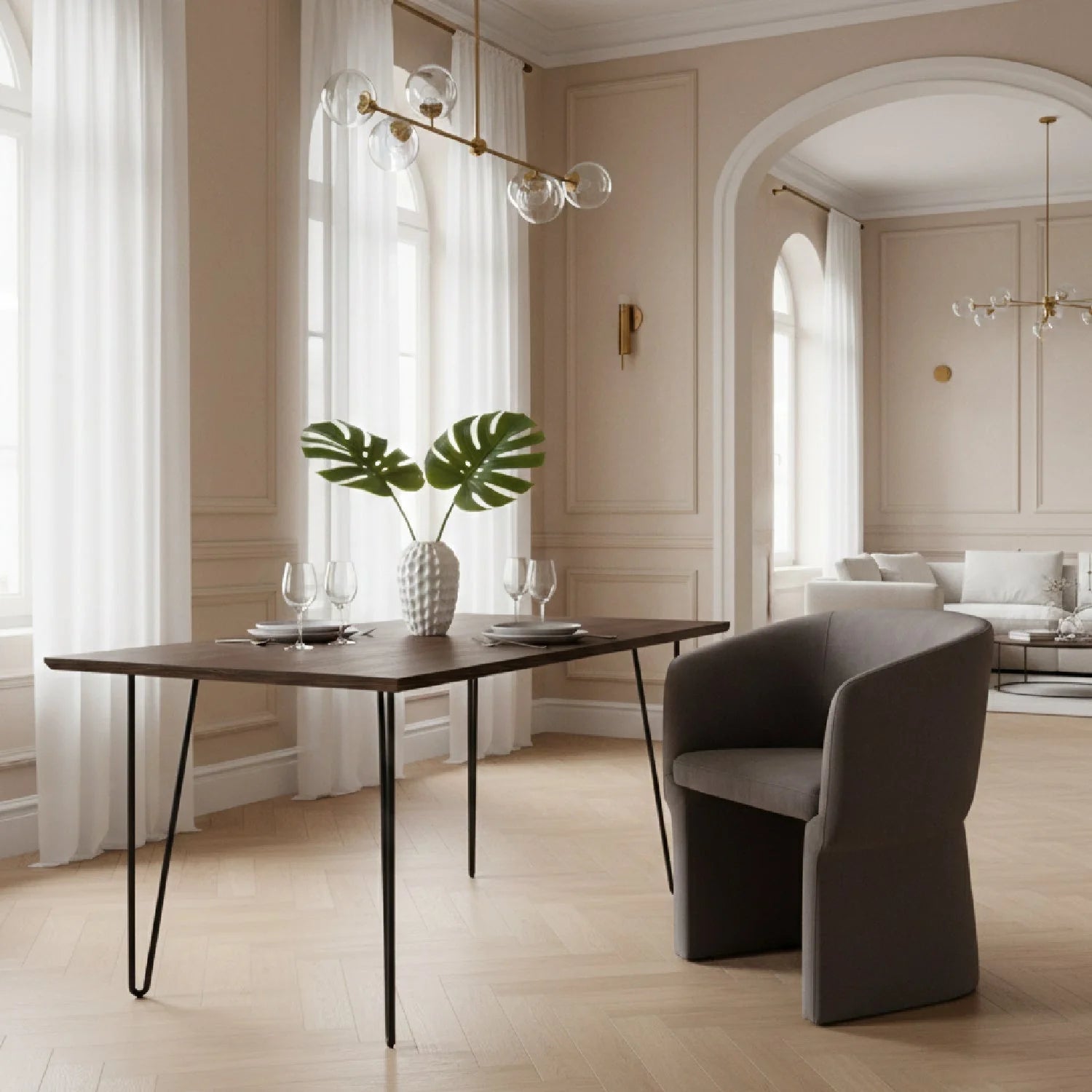 Luxury Upholstered Velvet Modern Dining Armchair European Style for Villa
