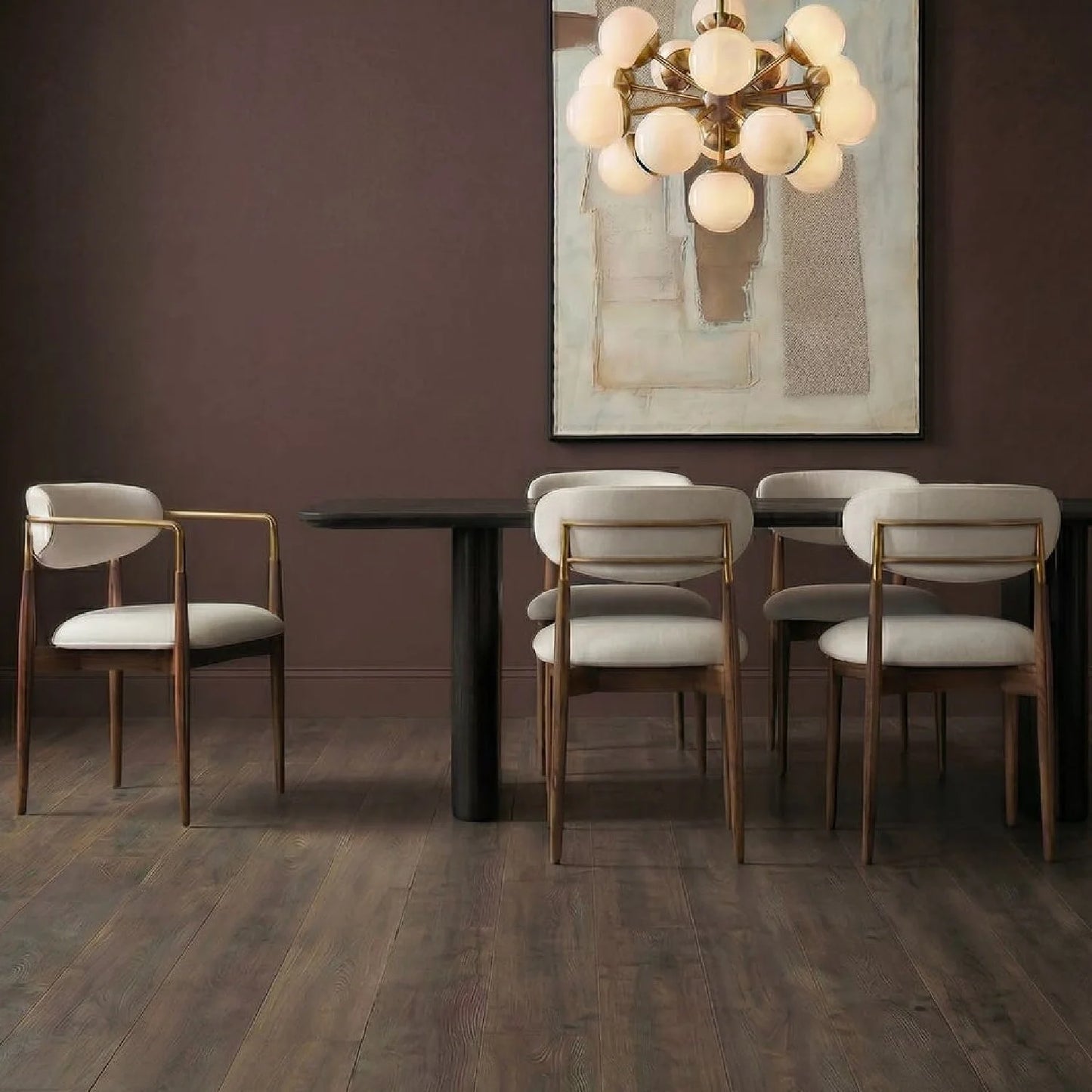 Luxury Upholstered Velvet Modern Dining Armchair European Style for Villa