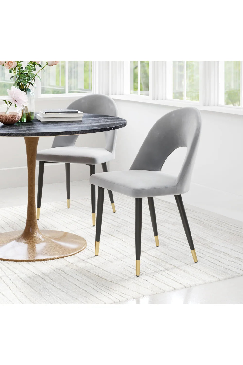Luxury Upholstered Velvet Modern Dining Chair European Style for Villa